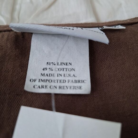 NWT Hot Cotton 1X Brown linen blend blouse top, tunic - Picture 4 of 5
